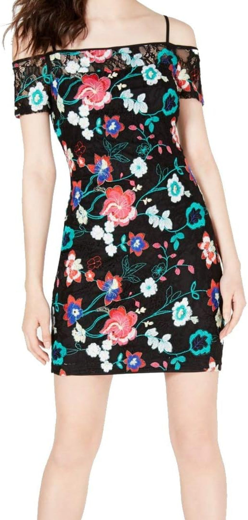 GUESS Black Floral Lace Mini Dress - Size 4 - Party Dress