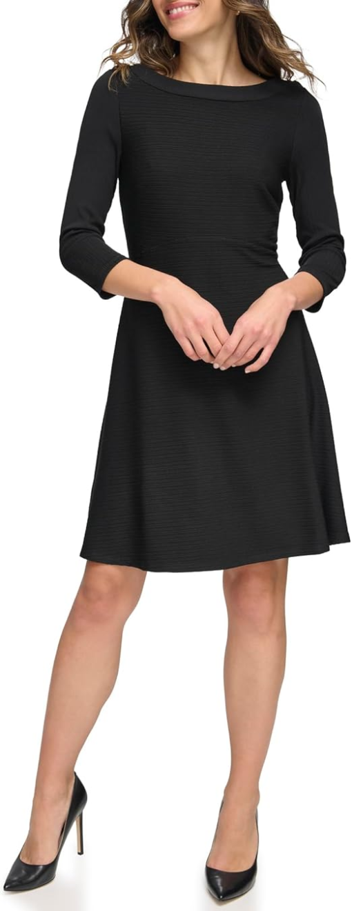 Tommy Hilfiger Black Petite Fit & Flare Dress - Women's Dresses