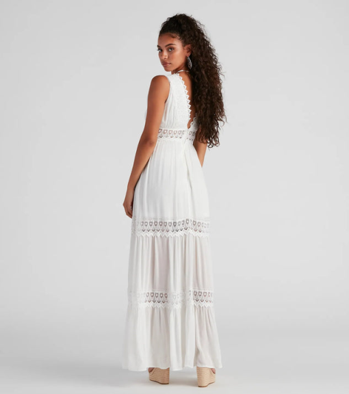 Windsor White Lace Maxi Dress - Women's Size L - Summer Dress - Image 2