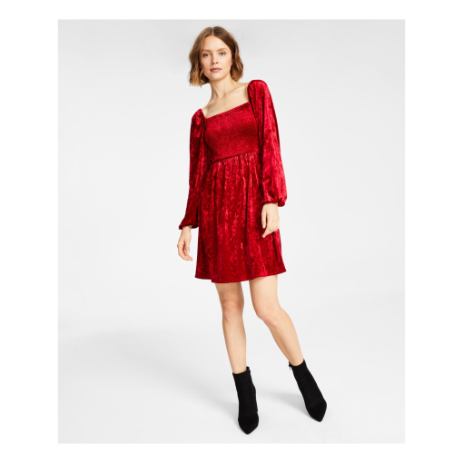 Bar III Red Velvet Mini Dress - Size L - Women's Party Dress