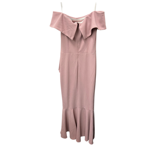 AdamWomens Dusty Rose Off Shoulder Ruffle Gown - Size 8 - Evening Dress - Image 2