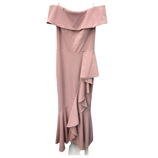 AdamWomens Dusty Rose Off Shoulder Ruffle Gown - Size 8 - Evening Dress