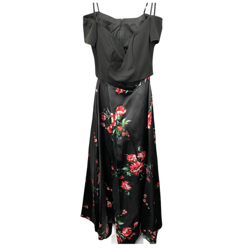 Black Floral Maxi Dress - Size S - Evening Gown