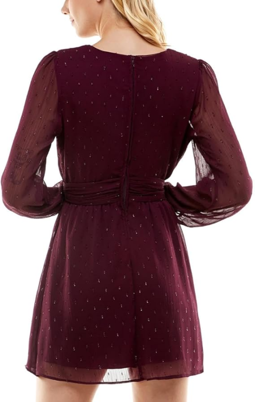 Speechless Burgundy Chiffon Wrap Dress - L - Party Dress - Image 2