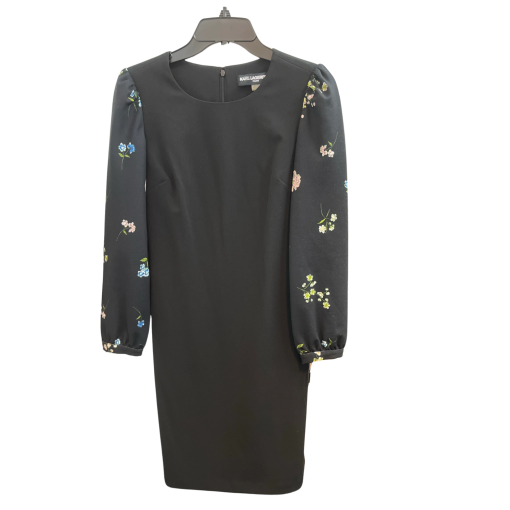 Karl Lagerfeld Black Floral Sleeve Dress Size 2 - Cocktail Dress