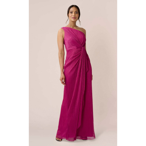 Adrianna Papell Magenta One Shoulder Gown Size 16 | Evening Dress