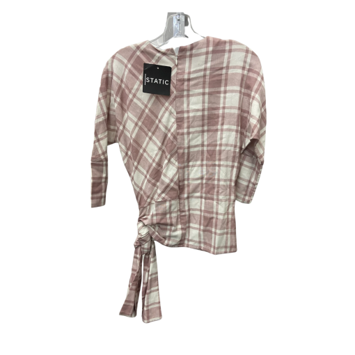 Static Plaid Tie-Front Blouse - Mauve XS - Women's Tops - Image 2