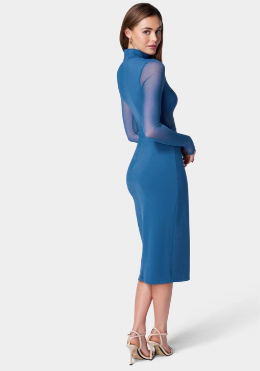 Bebe Blue Opal Mesh Midi Dress Size S - Cocktail Dress - Image 2