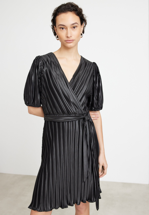 DKNY Black Pleated Wrap Dress - Plus Size 18W - Party Dress