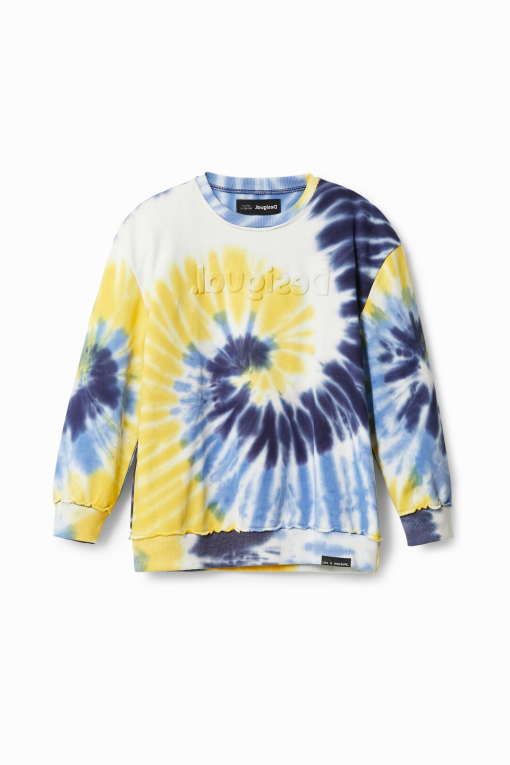 Desigual Tie Dye Sweatshirt - Yellow/Blue, Size S - Women's Pullover