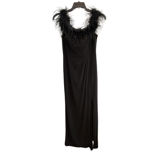 Alex Evenings Black Feather Trim Maxi Dress Size 8 - Formal Gown