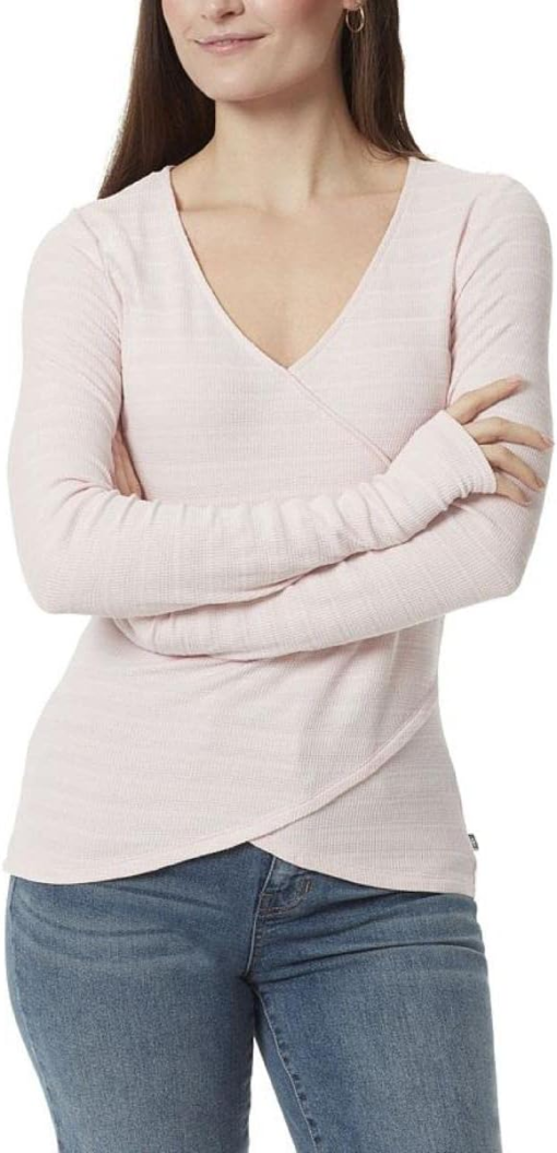 Anne Klein Pink Wrap Top - Women's Medium Knit Shirt - V-Neck Blouse