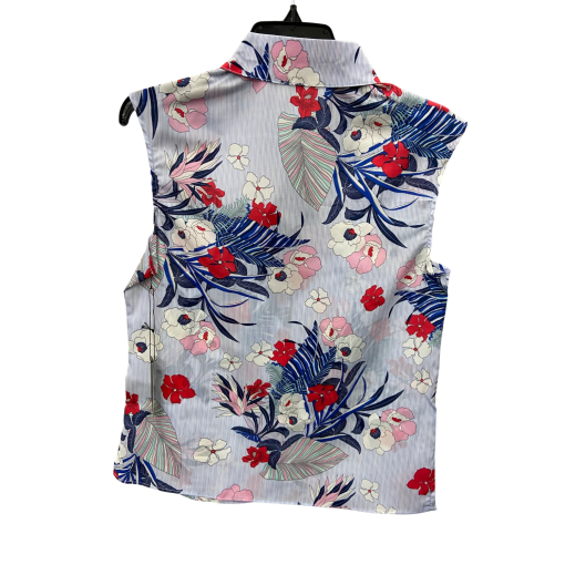 MAX Floral Sleeveless Blouse Blue L - Women's Button Down Shirt - Image 2