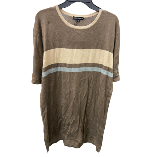 State Cashmere Brown Striped Knit Sweater XL - Women's Top