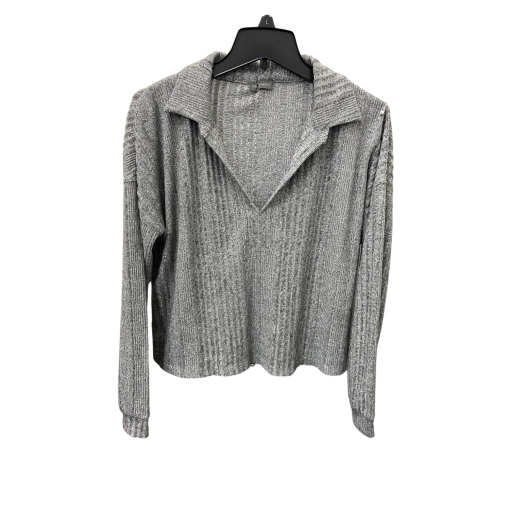 Vince Camuto Gray Ribbed Knit Shirt - Size L - Women's Tops