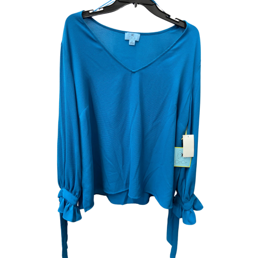 CeCe Teal V-Neck Blouse 2X | Women's Long Sleeve Top