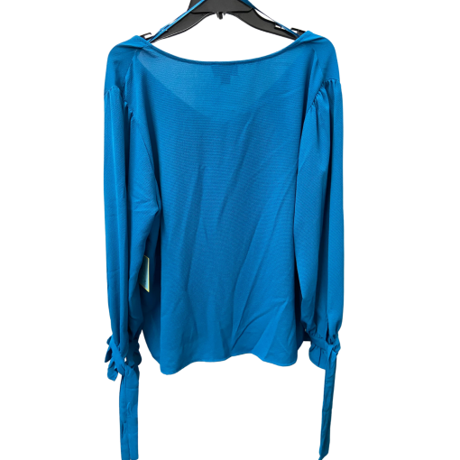 CeCe Teal V-Neck Blouse 2X | Women's Long Sleeve Top - Image 2