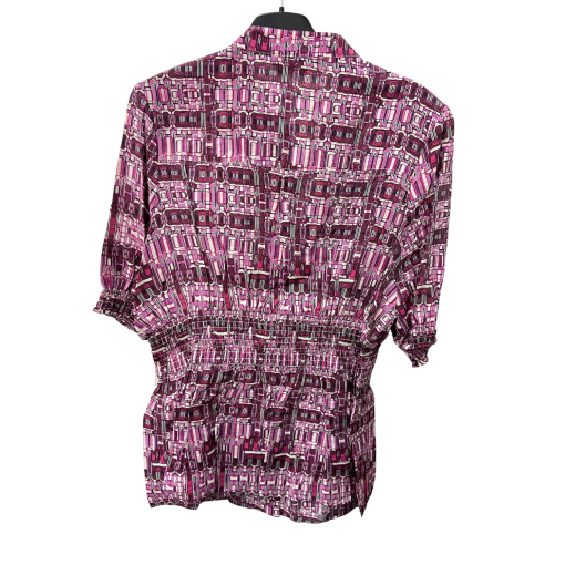 BCBG Maxazria Purple Blouse XL Geometric Print Top Women's Shirt - Image 2