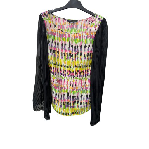 BCBG Maxazria Blouse M Multi-Color Pleated Sleeve Top