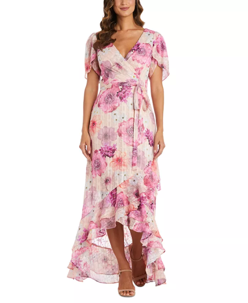 Nightway Pink Floral Maxi Dress Size 8 - Party Dress