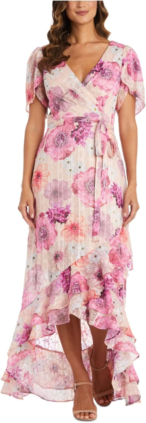 Nightway Pink Floral Maxi Dress Size 8 - Party Dress