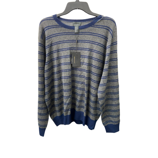 State Fusio XXL Gray Blue Striped Sweater - Men's Knitwear