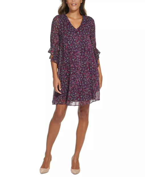 Calvin Klein Purple Floral Mini Dress Size 2 - Women's Dresses