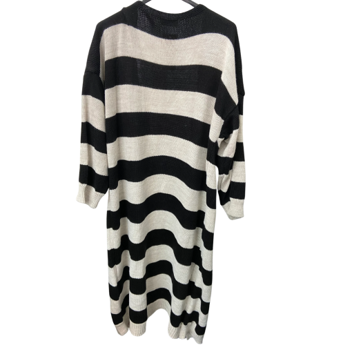 Dina Castellano Black & White Striped Cardigan Sweater - Size S - Image 2