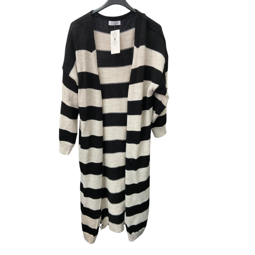 Dina Castellano Black & White Striped Cardigan Sweater - Size S