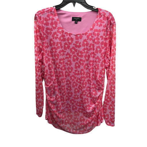 Tahari Pink Floral Top 1X | Women's Blouse | Long Sleeve