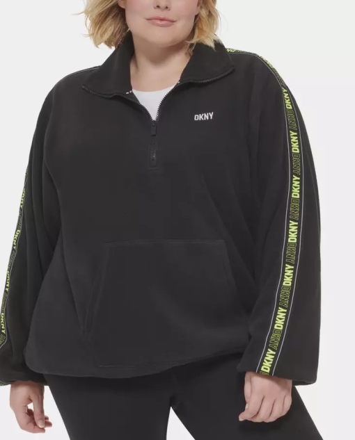 DKNY Plus Black Fleece Pullover Jacket - Women's 2X - Activewear