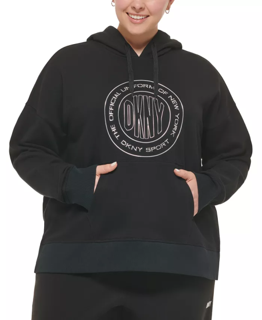 DKNY Plus Size Black Hoodie - Women's Sweatshirt - 2X - Sportswear