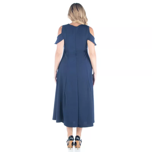 24seven Navy Cold Shoulder Maxi Dress Plus Size 2X - Party Dress - Image 2