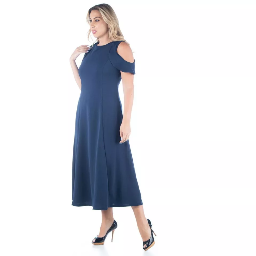 24seven Navy Cold Shoulder Midi Dress 2X - Cocktail Dress - Image 3