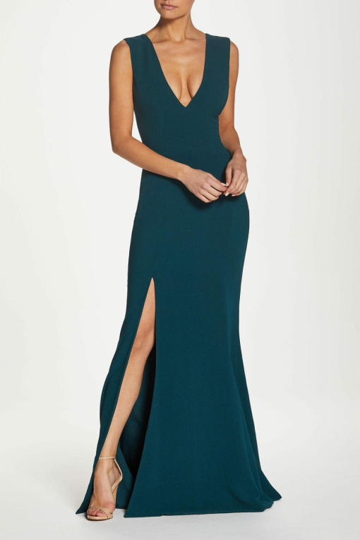 Dress the Population Green Maxi Dress XS - Formal Gown with Slit