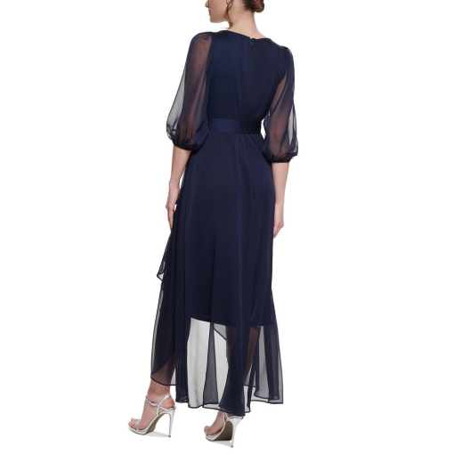 DKNY Navy Wrap Dress Size 4 | Women's Formal Cocktail Dress - Image 2