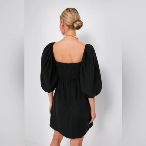 Bar III Black Smocked Mini Dress - XS - Women's Casual Dress - Image 2