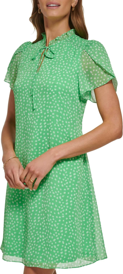 DKNY Green Floral Mini Dress Size 4 - Women's Summer Dress - Image 3