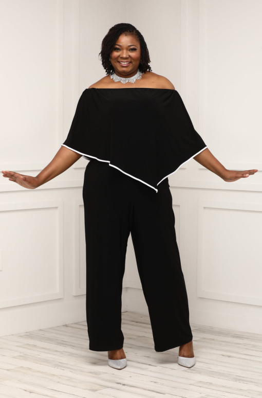 MSK Plus Black Off-Shoulder Jumpsuit 3X - Plus Size Jumpsuits