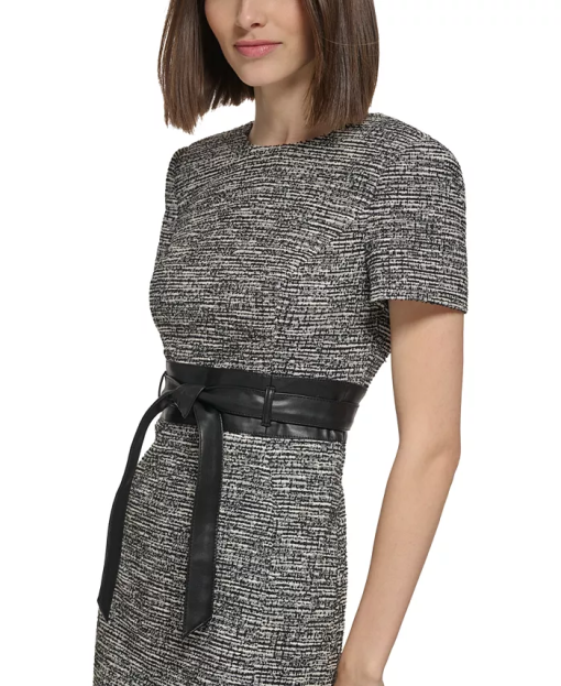 Calvin Klein Tweed Sheath Dress Black/White Size 8 - Work Dresses - Image 3