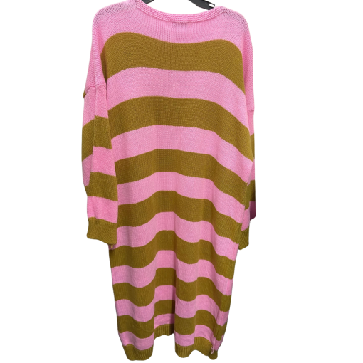 Mia Colette Pink Olive Striped Cardigan Sweater - One Size - Women's Knitwear - Image 2