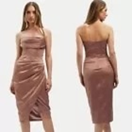 Bardot Jamila Strapless Midi Dress - Rose - XS - Cocktail Dress