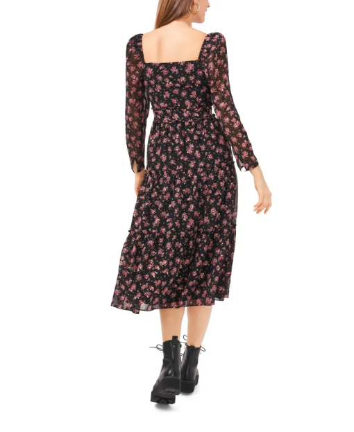 1.STATE Black Floral Midi Dress Size 6 - Women's Cocktail Dress - Image 2