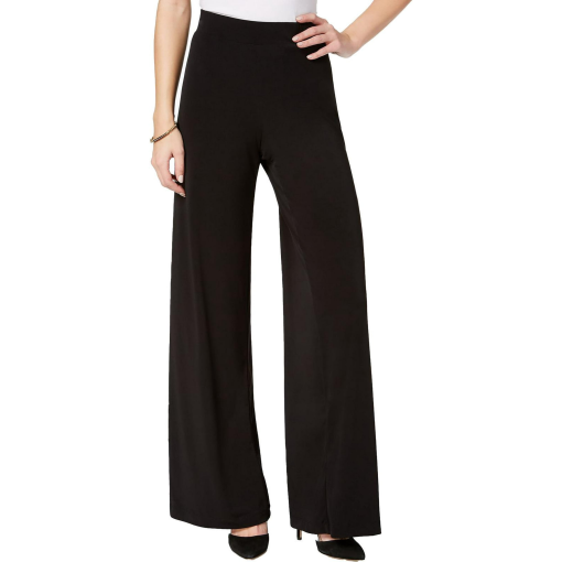 NY Collection Black Palazzo Pants - Petite Wide Leg Trousers - Women's Pants