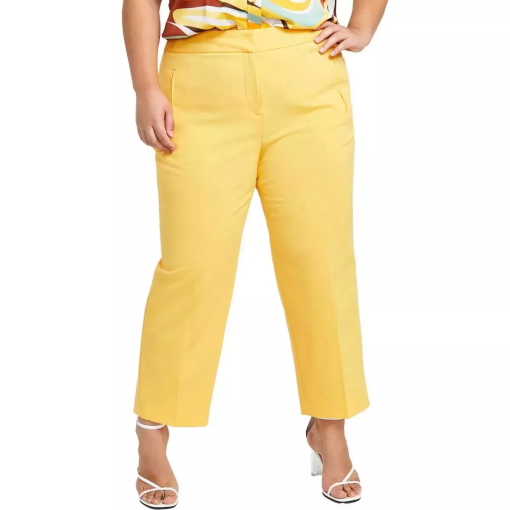 Bar III Plus Yellow Plus Size Straight Leg Dress Pants