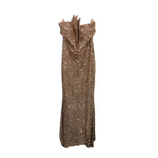 Miss ORD Champagne Sequin Maxi Dress - Size L - Formal Gown