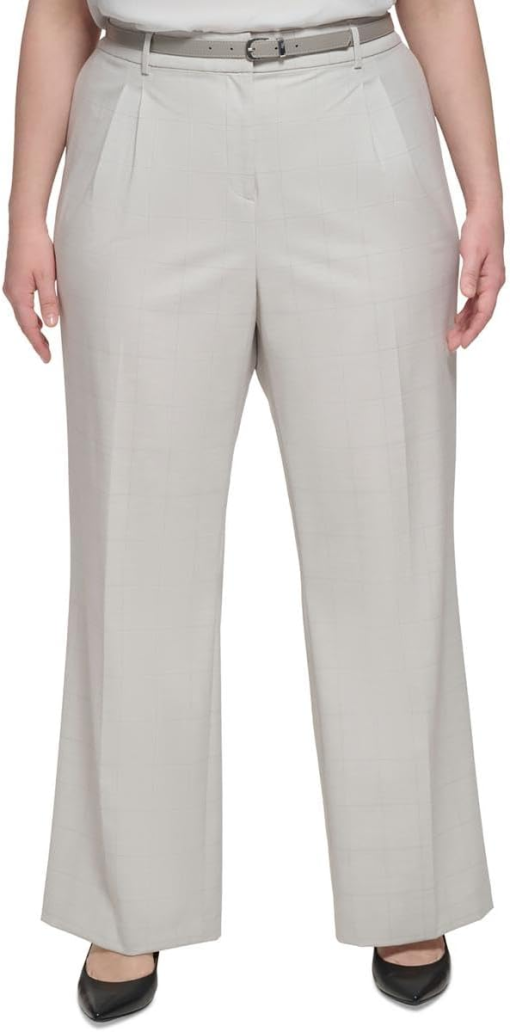 Calvin Klein Plus Gray Windowpane Wide Leg Pants - 22W - Women's Trousers