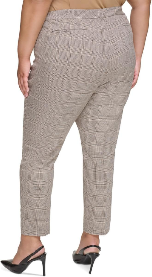 Calvin Klein Plus Plaid Ankle Pants - Brown - 24W - Women's Trousers - Image 2