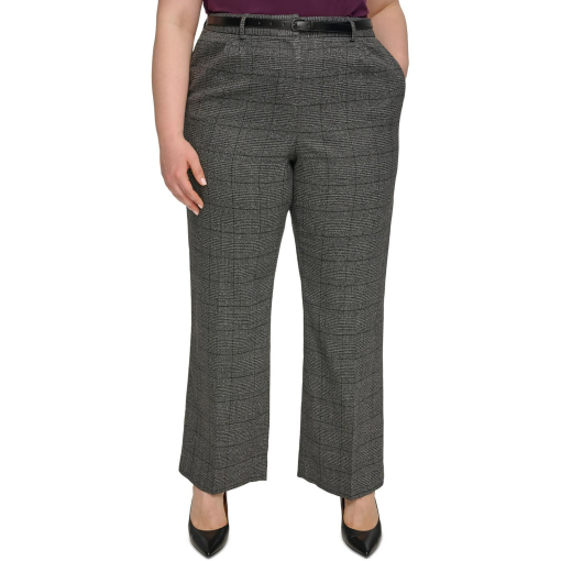 Calvin Klein Plus Size Plaid Dress Pants Gray 24W - Women's Trousers