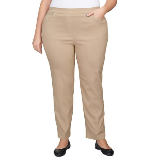 Alfred Dunner Plus Tan Pull-On Pants 20W - Women's Dress Slacks